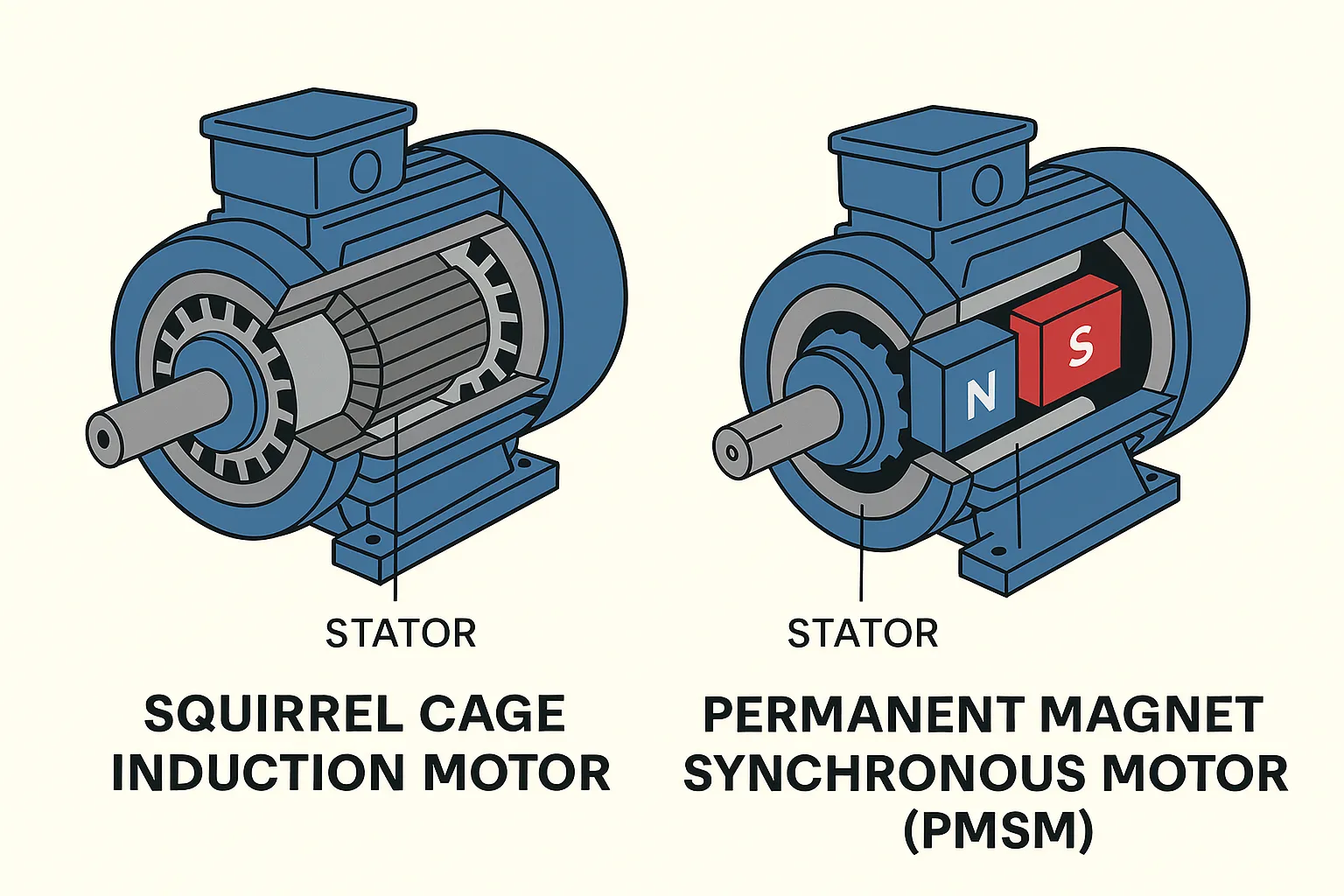 Two types of AC Motors for high torque